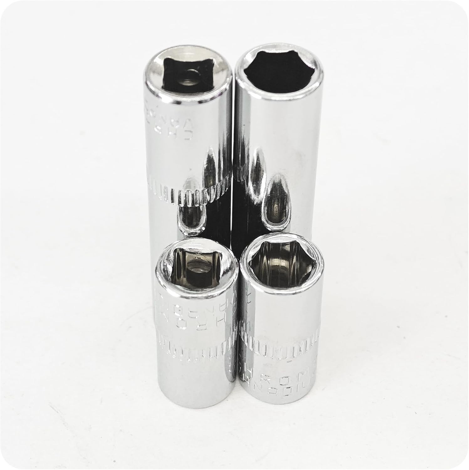 4Pcs 1/4-Inch Drive 8mm Deep and Shallow Socket Set, Cr-V Steel, 6-Point Metr…