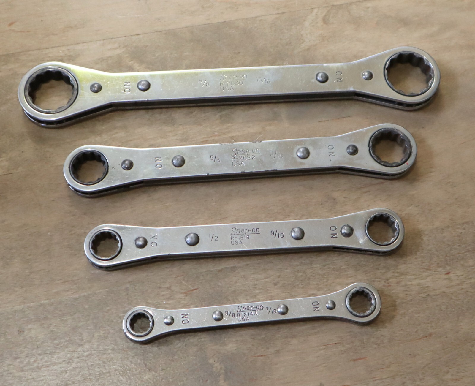 Snap-On Ratchet Wrench | Lot of 4 R-2830 R-1214A R-1618 R-2022 7/8 5/8 3/8 1/2 +