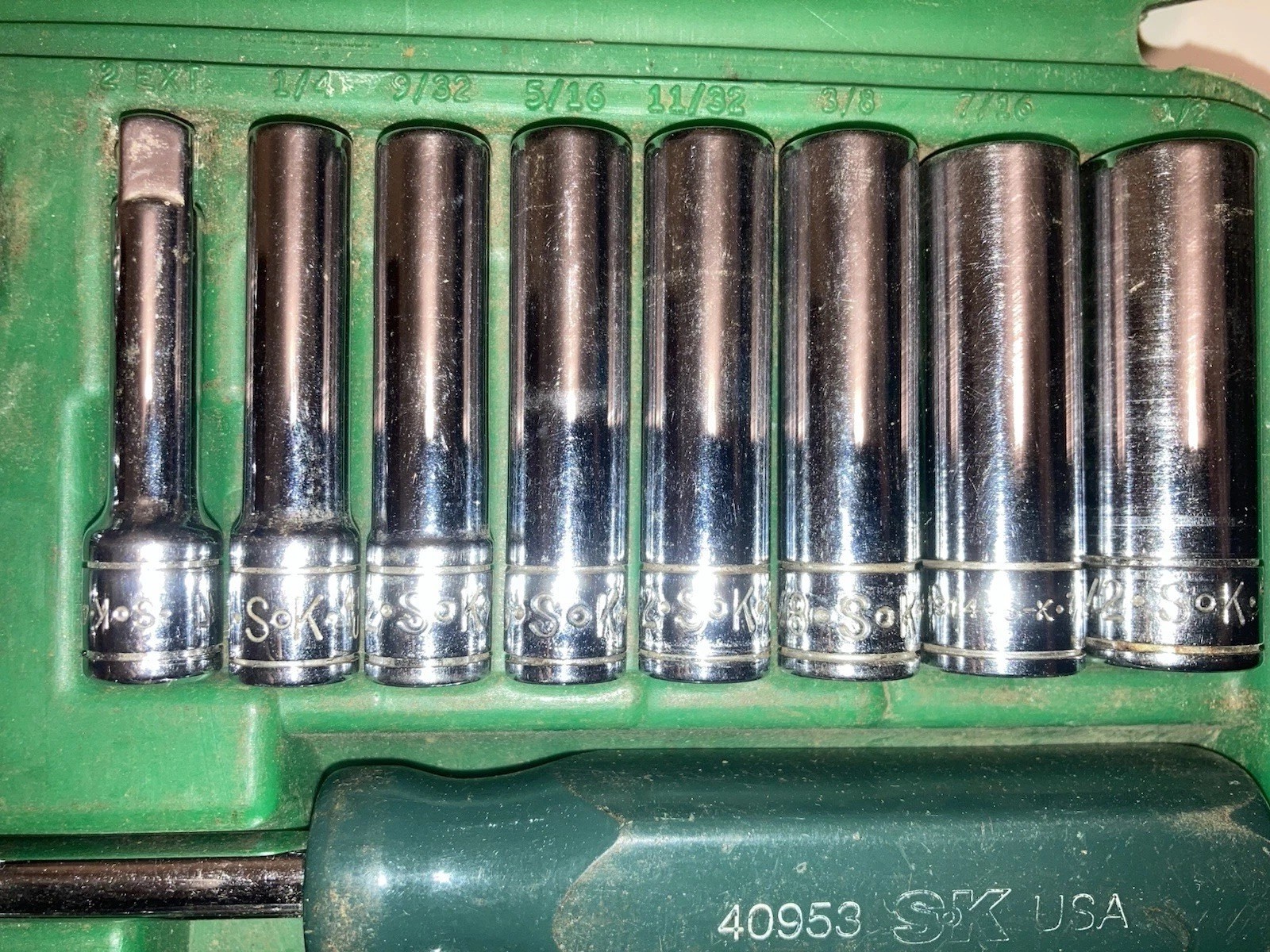 S-K SK 4921 SAE Standard Socket 1/4” Drive 21 Piece Set Short Deep 6 Pt Wright