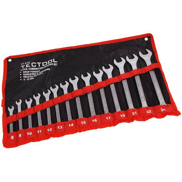 14pc Metric Combination Spanner Set 8mm – 24mm Ring & Open Ended Combo Wrenches