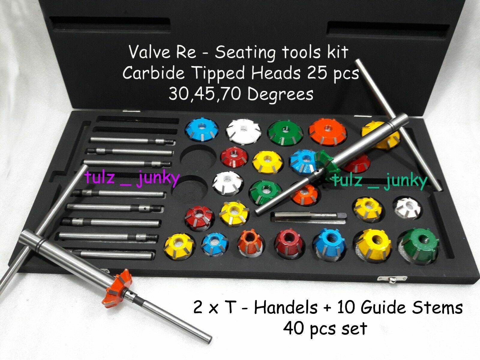 VALVE SEAT CUTTER SET CARBIDE TIPPED 40 FOR CHEVY,FORD.GMC,CATERPILLAR,KOMTSU
