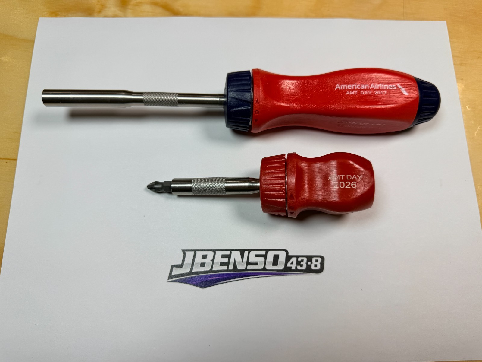Snap-on Tools USA NEW 2pc AMERICAN AIRLINES AMT DAY Ratcheting Screwdriver Set