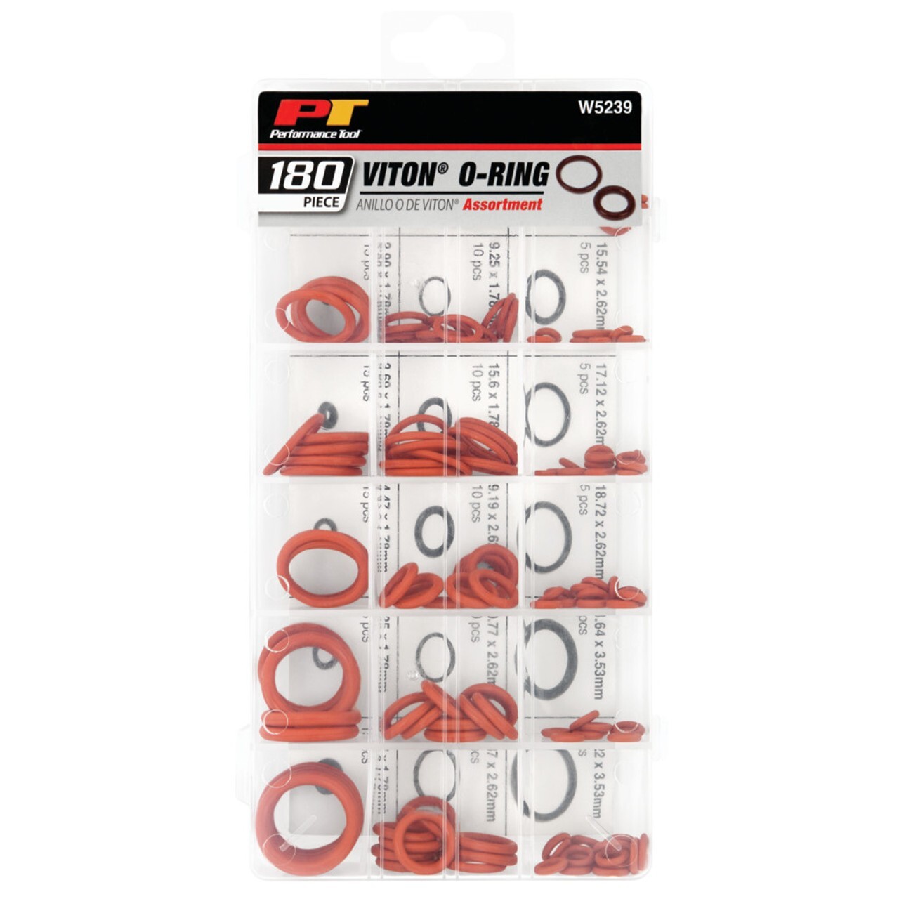 Performance Tool W5239 180 Piece Viton O-Ring Assortment