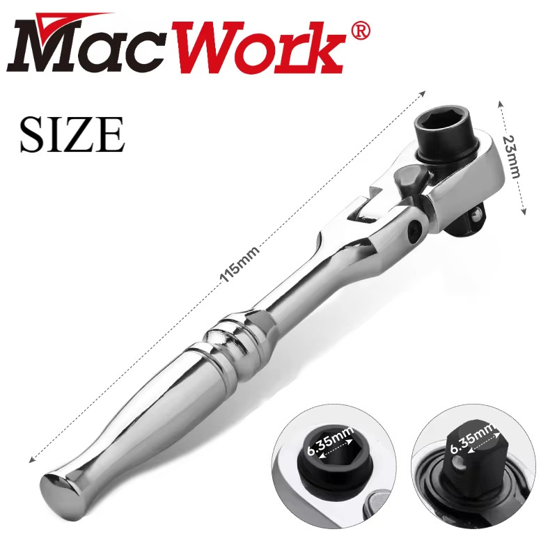 Mini Ratchet Wrench / Driver – 1/4» Inch – Forward / Reverse – Swivel Head