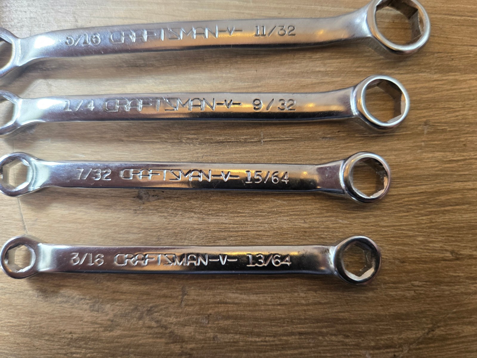 Vintage Sears-Craftsman SAE 4-Piece 9-4379 Midget Double Box End Wrench Set USA