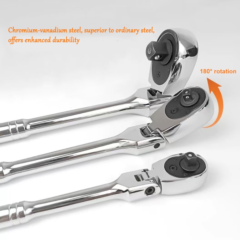 72-Tooth Flexible Handle Ratchet Wrench 10-Piece Set Includes 1/4-inch,3/8-inch