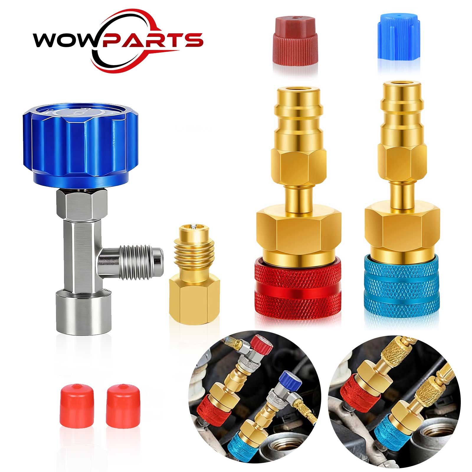 R1234YF to R134A Adapter Kit Quick Coupler High/Low Side Conversion A/C Can Tap