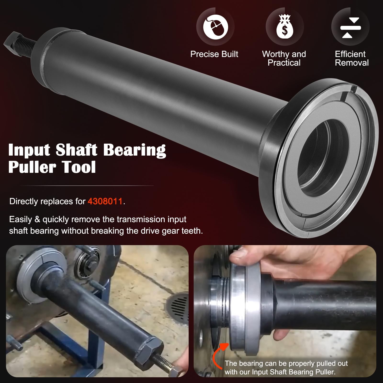 for Eaton Fuller Input Shaft Bearing Puller Tool 4308011 for 1 3/4″ & 2″ shafts