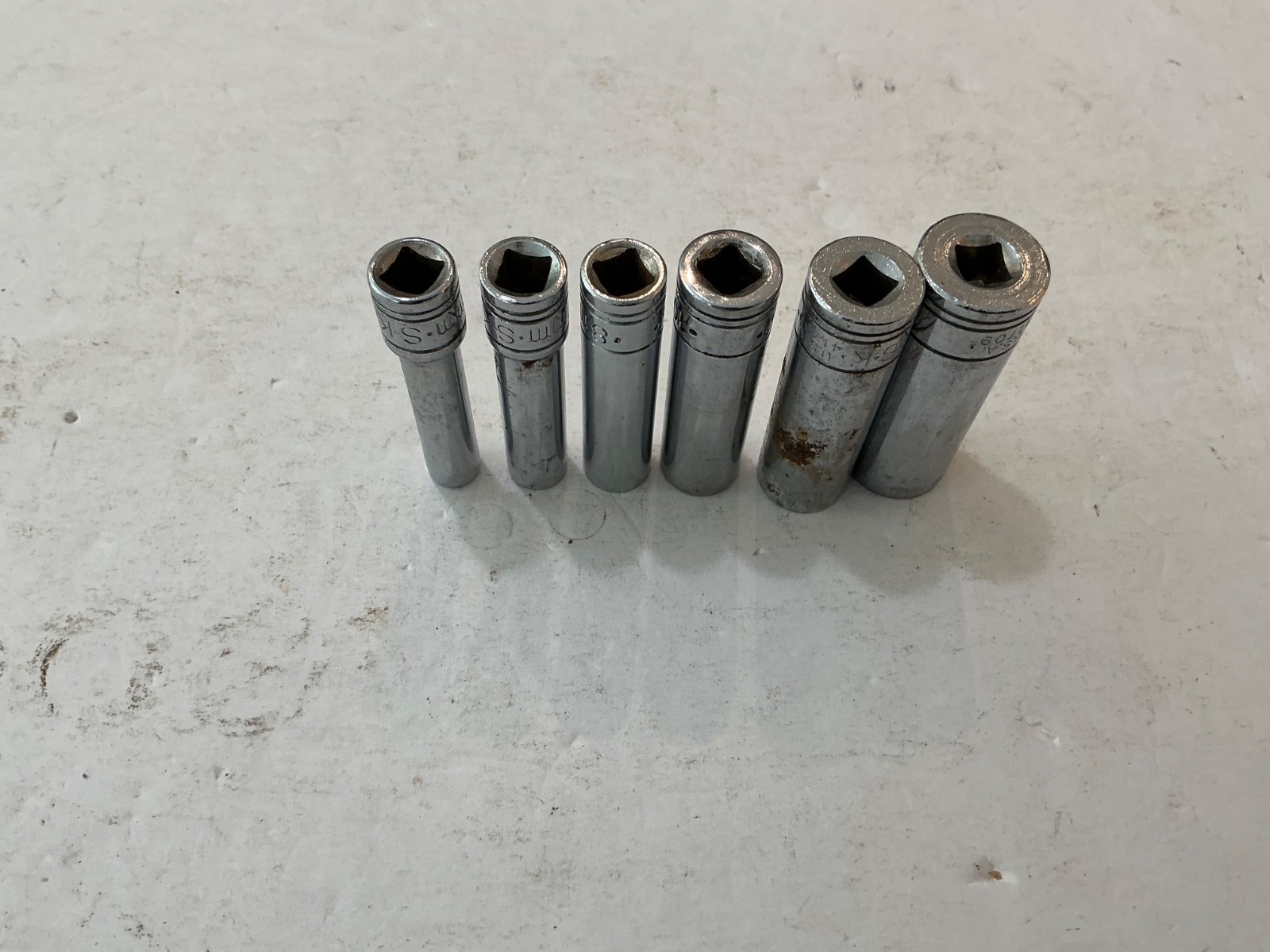 S-K tools 6 pc 1/4″ drive deep metric soxket set 6 pt 6mm-13mm USA made