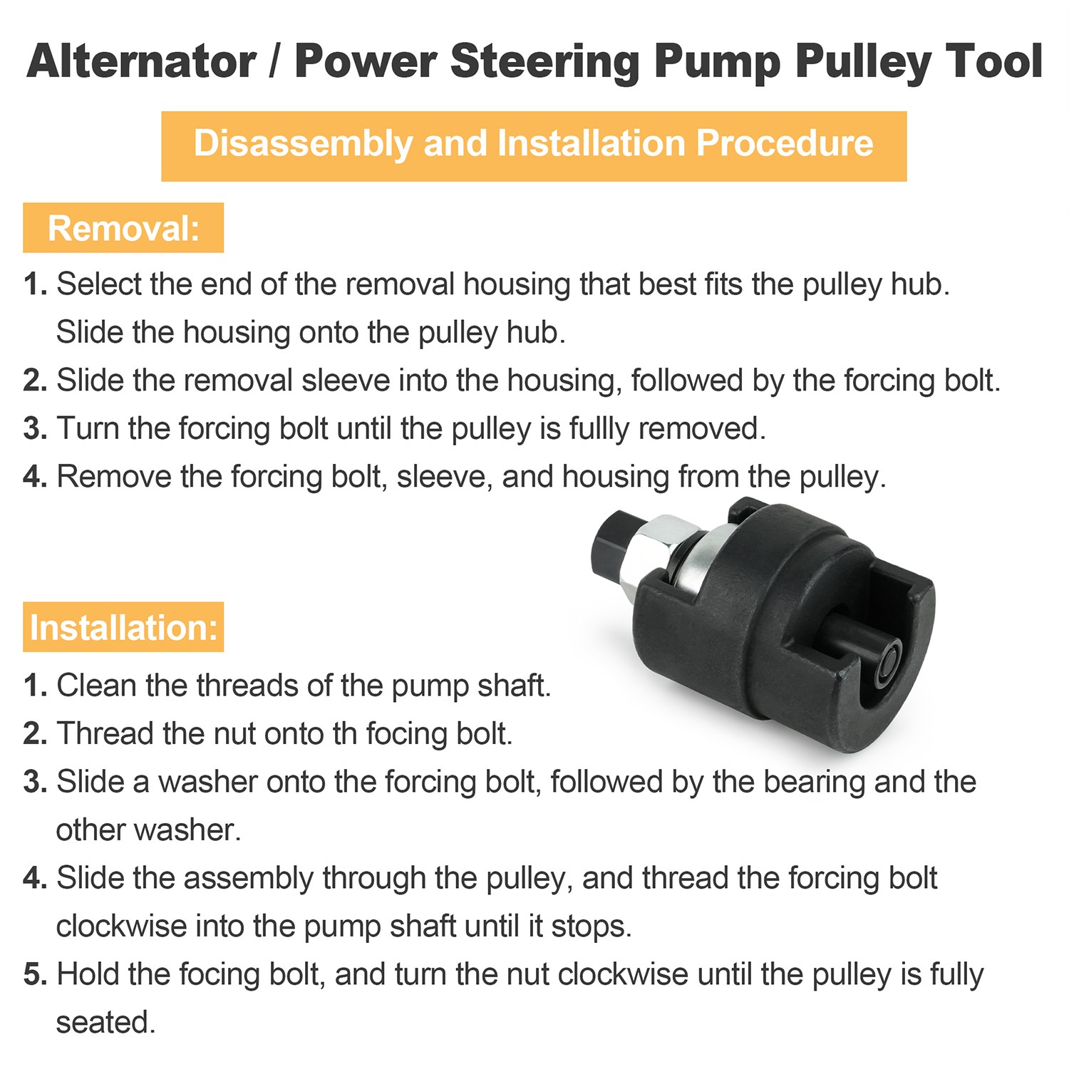 Power Steering Pump Pulley Puller Installer Tool for Ford Chevy Trucks
