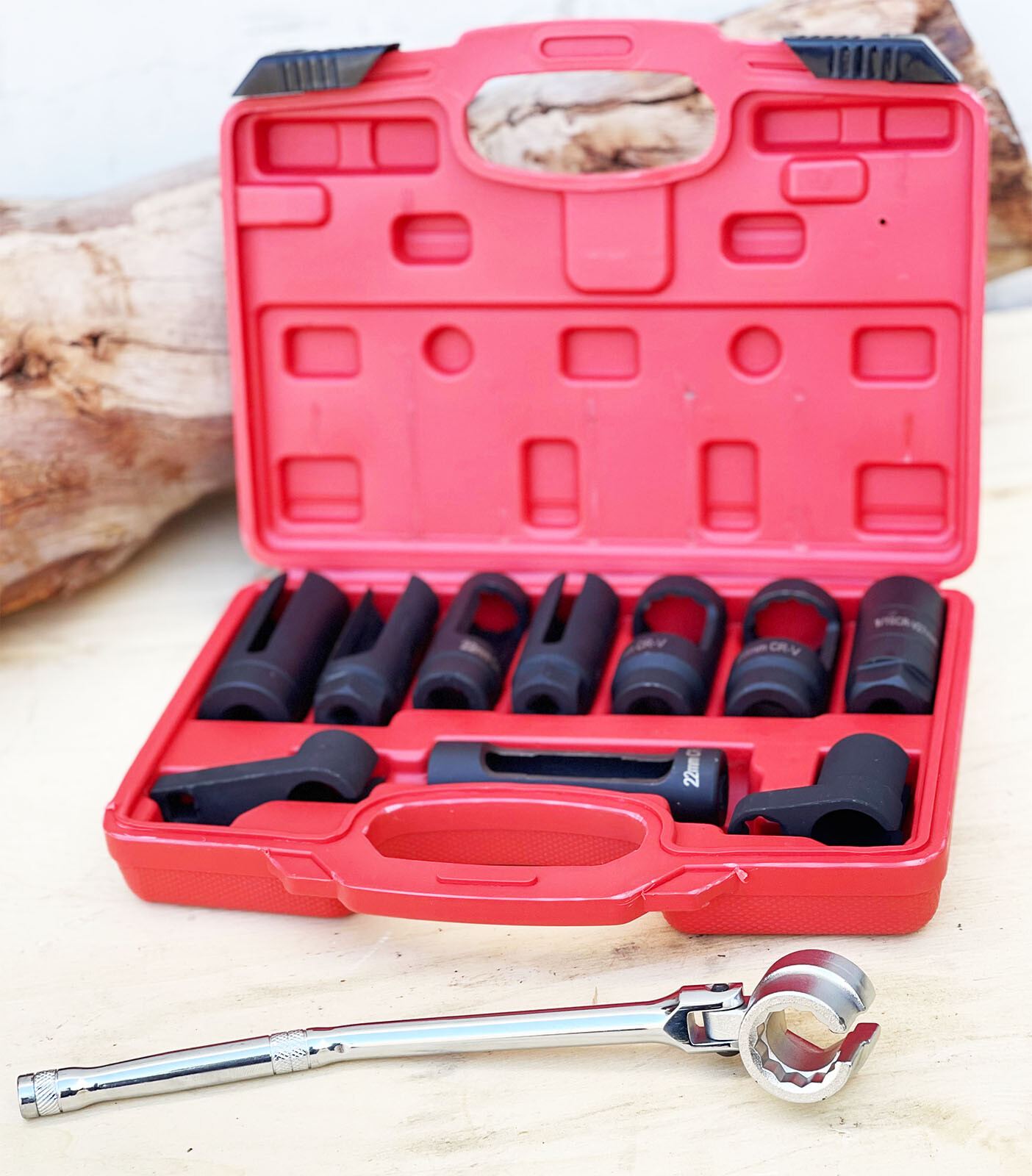 11pcs Oxygen Sensor Sockets Set & 22mm Wrench Vacuum PVS Injector Removal Tool