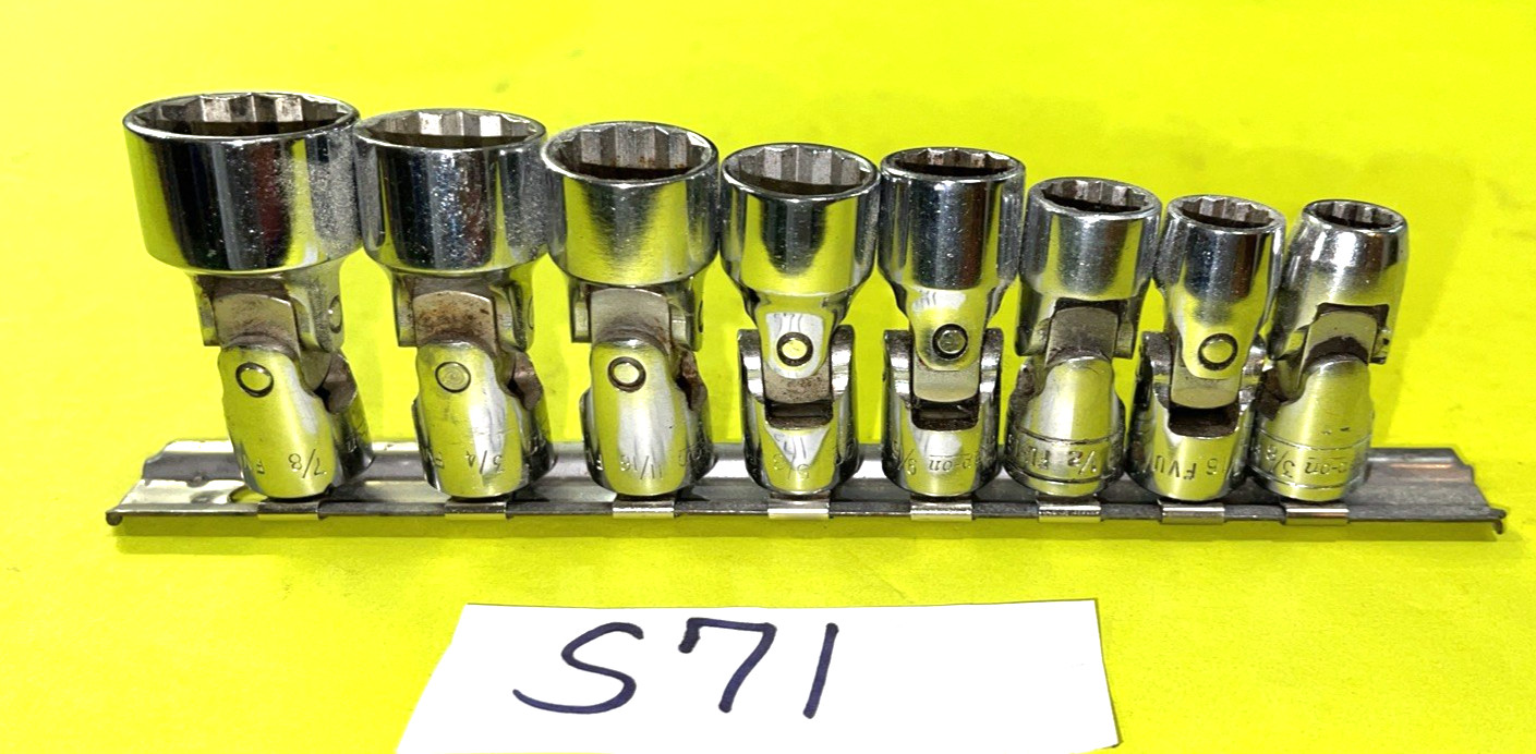 SNAP-ON TOOLS 8 PIECE 3/8 DRIVE SAE. SHALLOW SWIVEL SOCKET SET