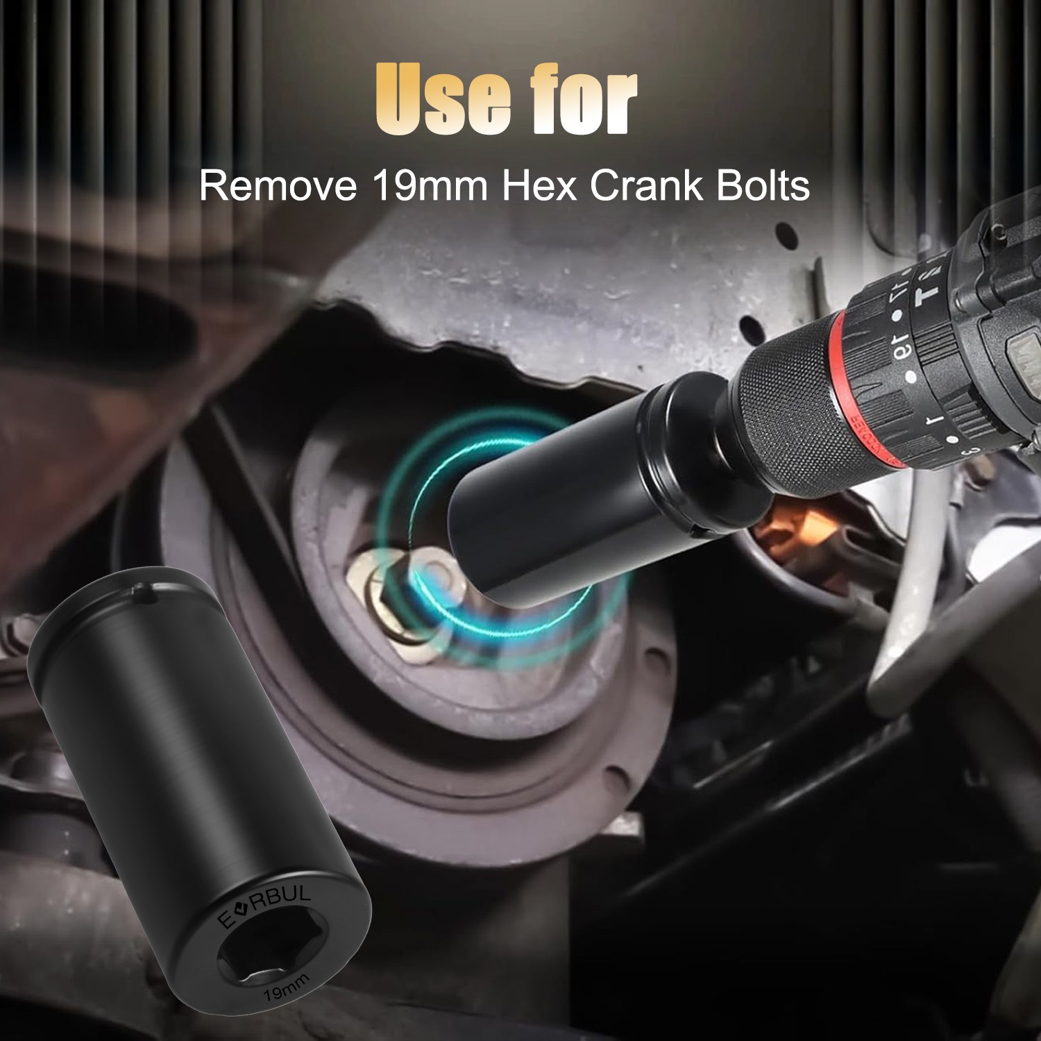 1PCS 6 Point 1/2» Drive 19mm Harmonic Balancer Socket Impact Socket Tool