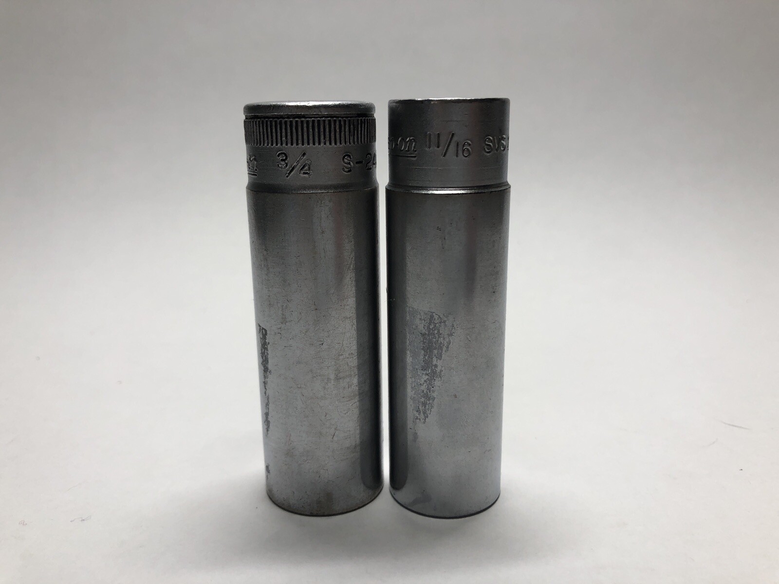 2 Vtg Snap-On Deep Sockets S-240 SVS 221 USA 1/2 in Drive 12 Point 3/4 11/16