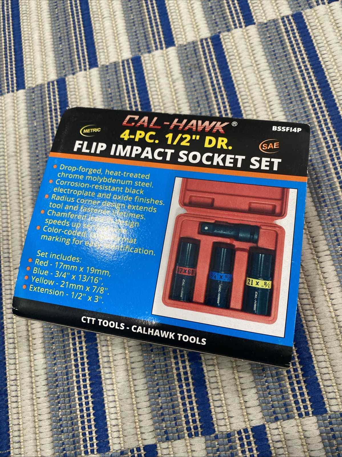 4PC 1/2″ DR FLIP LUG NUT IMPACT SOCKET SET METRIC/SAE MAG WHEEL Thin Wall TAIWAN