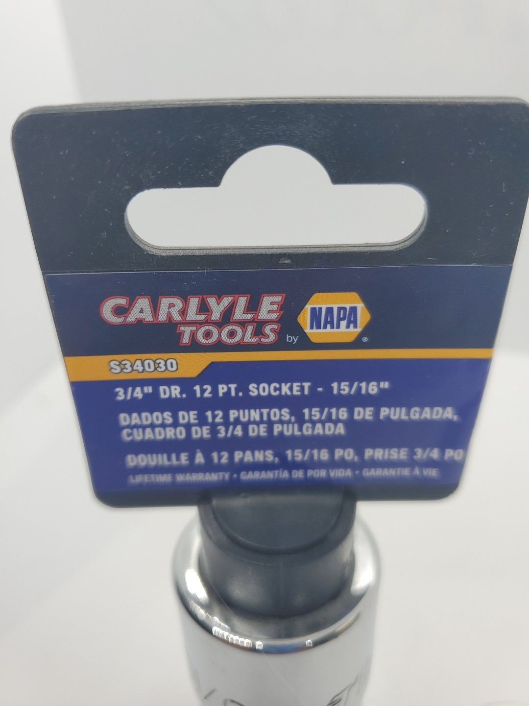 Carlyle Tools S34030 3/4″ Drive 12 Point Socket, SAE 15/16″ size, Chrome Finish