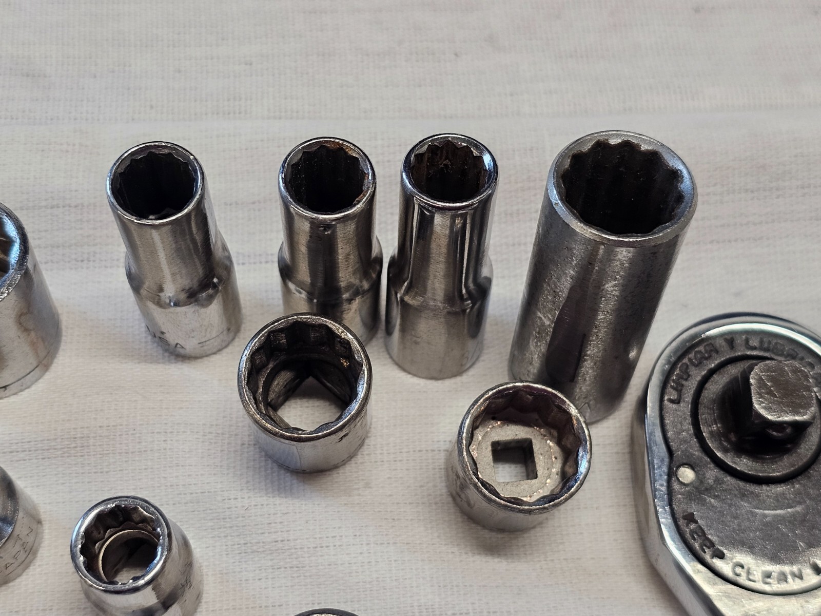 34 Kal 3/8″ 1/4″ Drive Sae Socket Set Ratchet 11/16 5/8 1/2 7/16 5/16 Japan USA