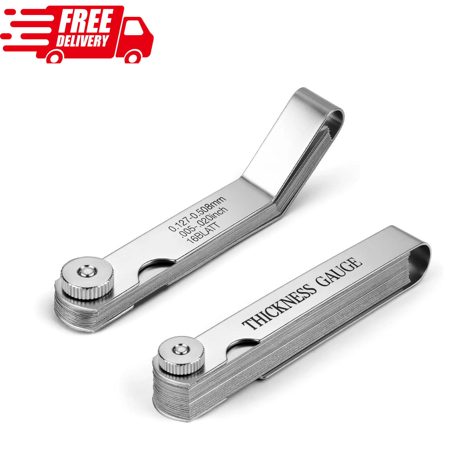 Feeler Gauge Set 2pcs Stainless Steel 32 Straight 16 Offset Blades SAE Metric