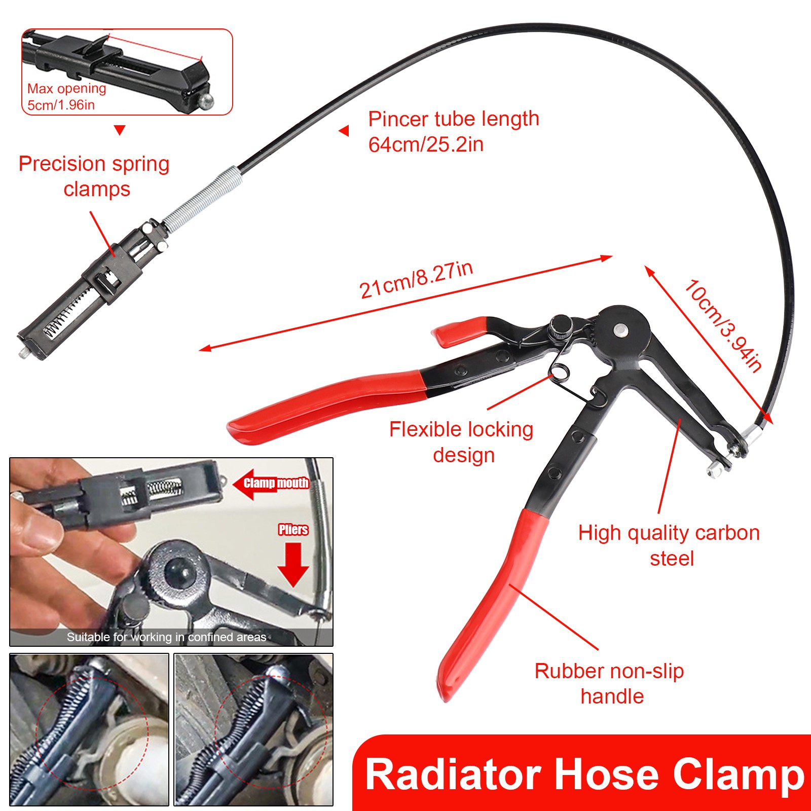 5Pcs Hose Clamp Pliers,Remover Kit with Long Reach Wire Spring Hose Clamp Pliers