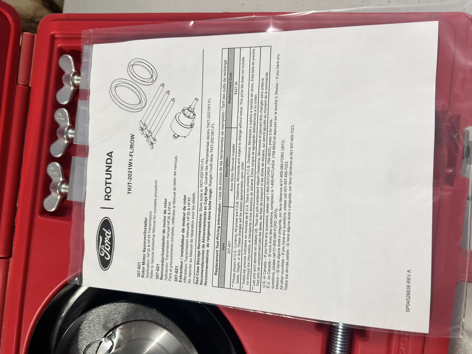 Ford Rotunda OTC 307-821 Remover Installer Set HF35 HF45 TKIT-2021W1-FL