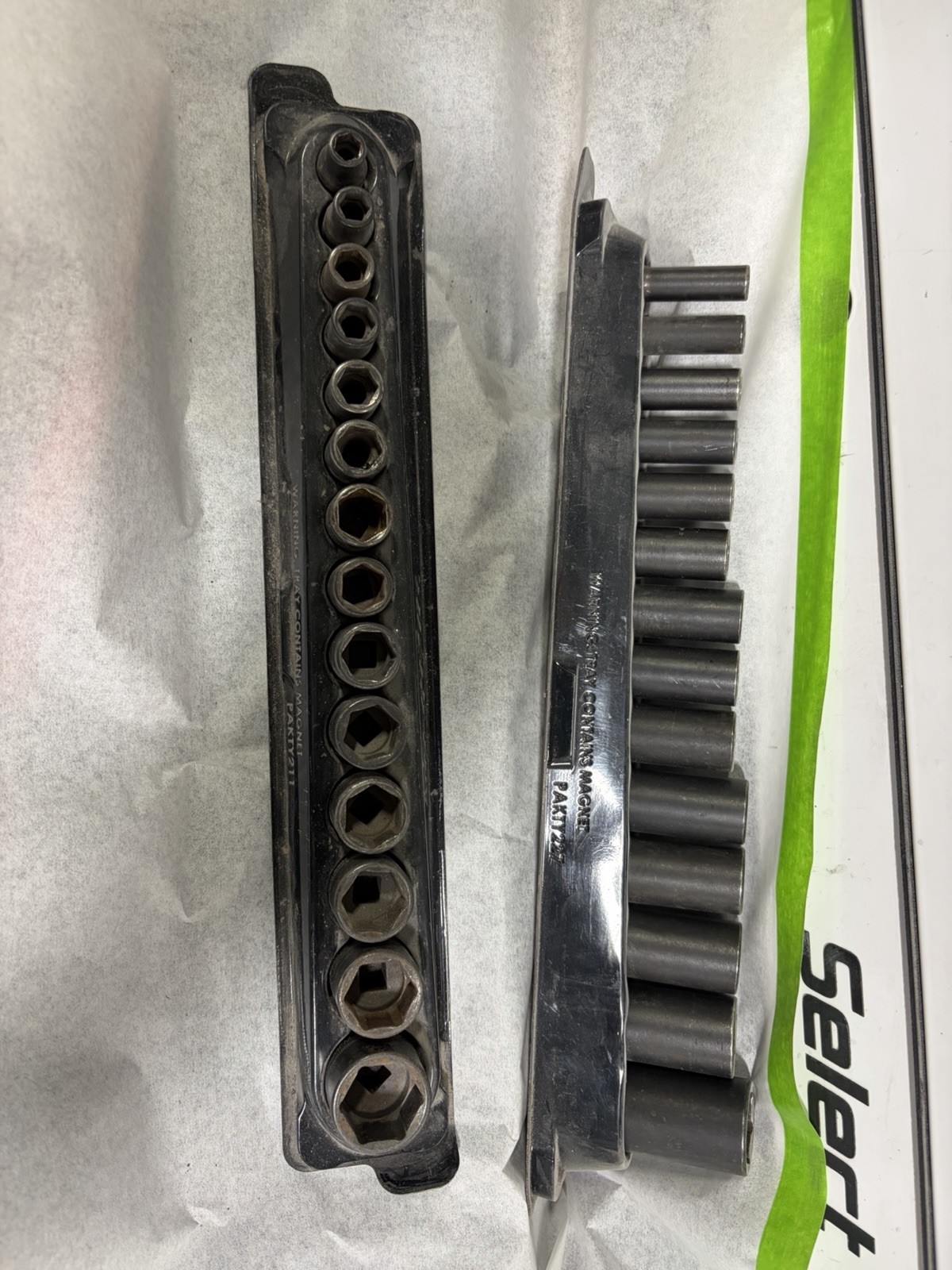 Snap On Socket Sets , Long & Short 8 to 19, 21,24. / 14 Sockets On Each Rail