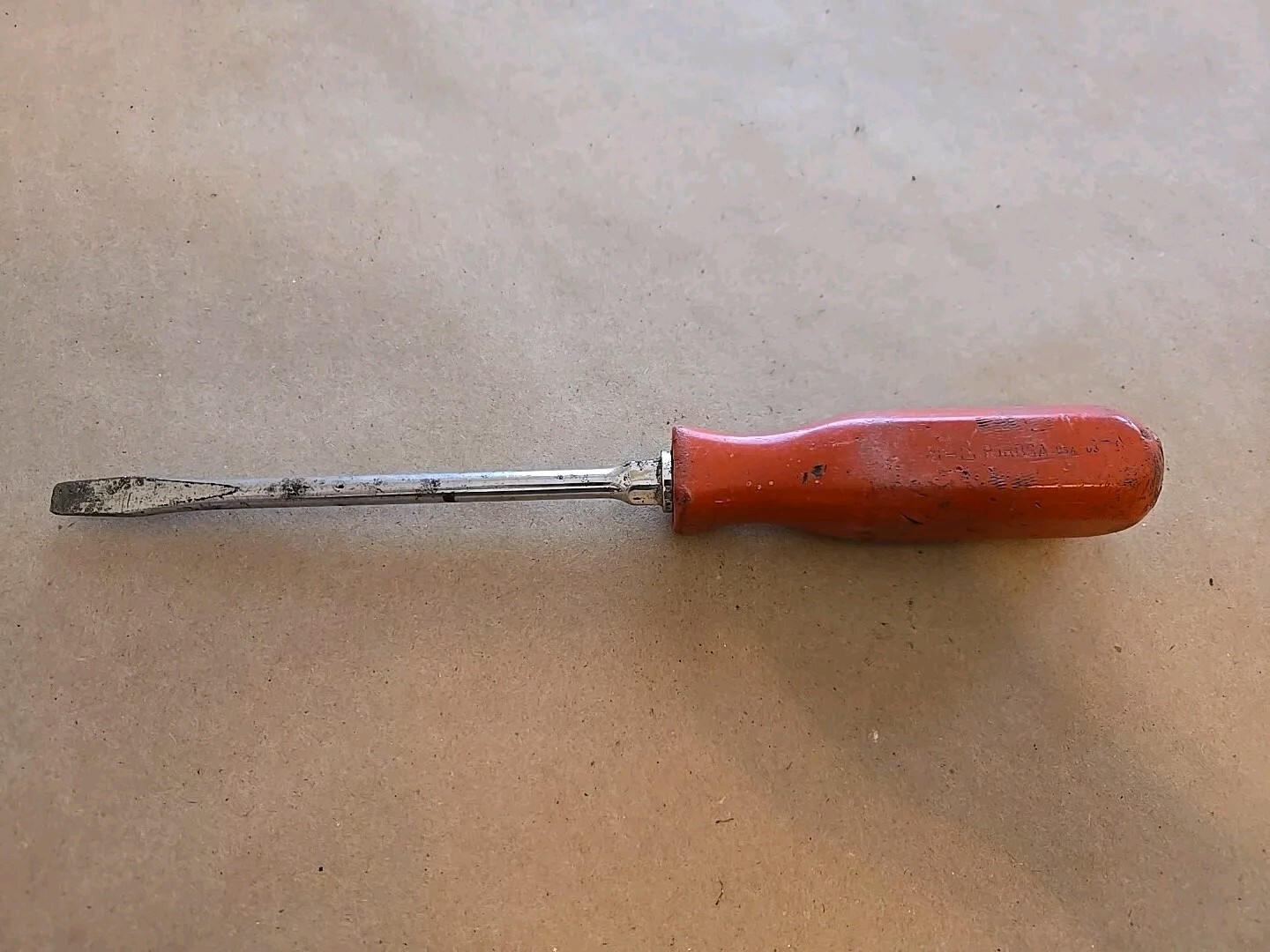 Mac Tools 5/16″×6″ Flat Tip Blade Screwdriver Red Hard Handle Worn PJRB6A