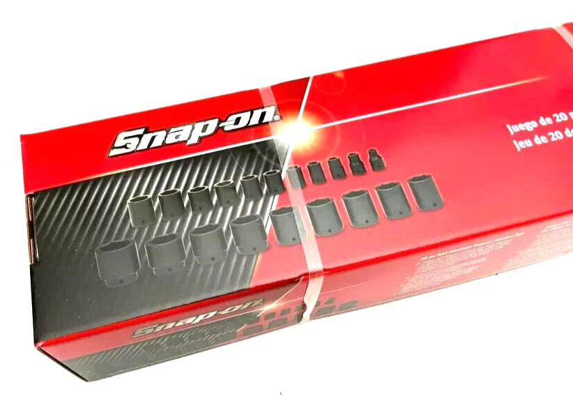 Snap-on 20-pc 1/2″ Drive 6-pt SAE Flank Drive Shallow Impact Set 320IM NEW