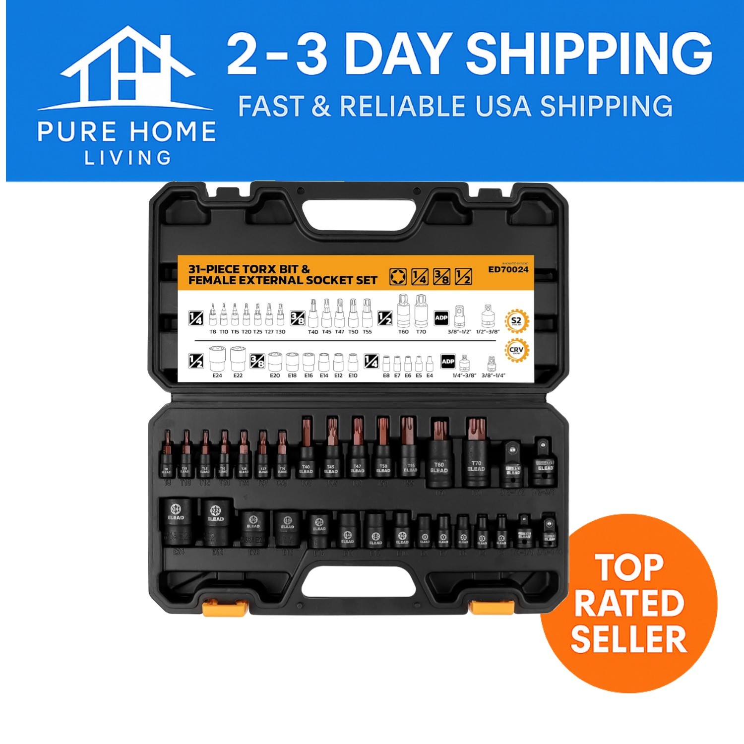 Automotive Mechanic Tool Set: 31-Piece Torx Socket Set with CR-V Steel