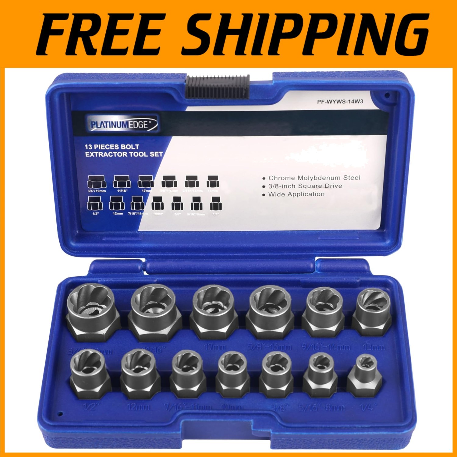 Professional Grade Bolt Extractor Set, Easy-Out Tool Kit^