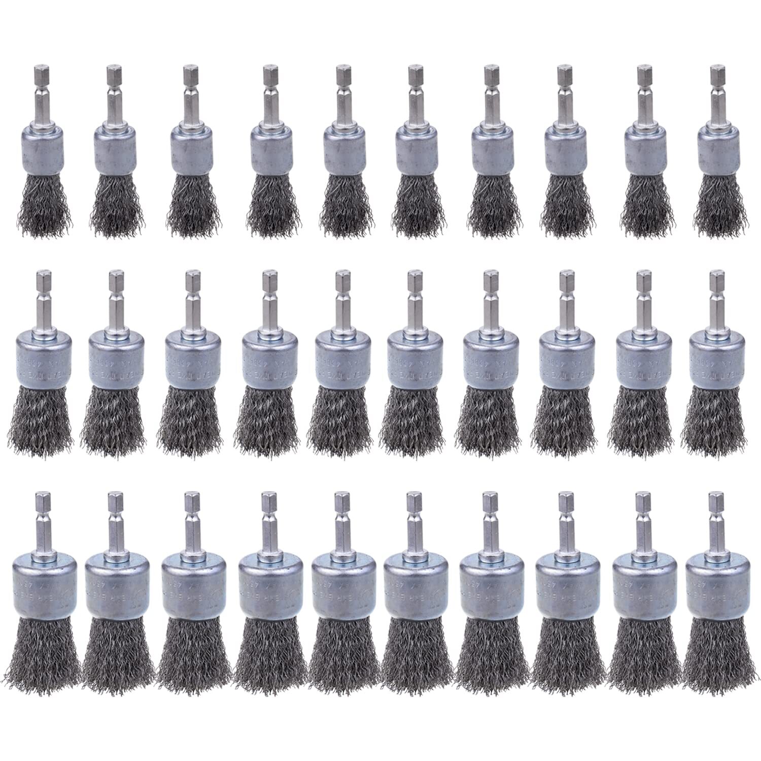 Rocaris 30 Pack Carbon Steel Wire Wheel Brush with 1/4-Inch Hex Shank, Pen…