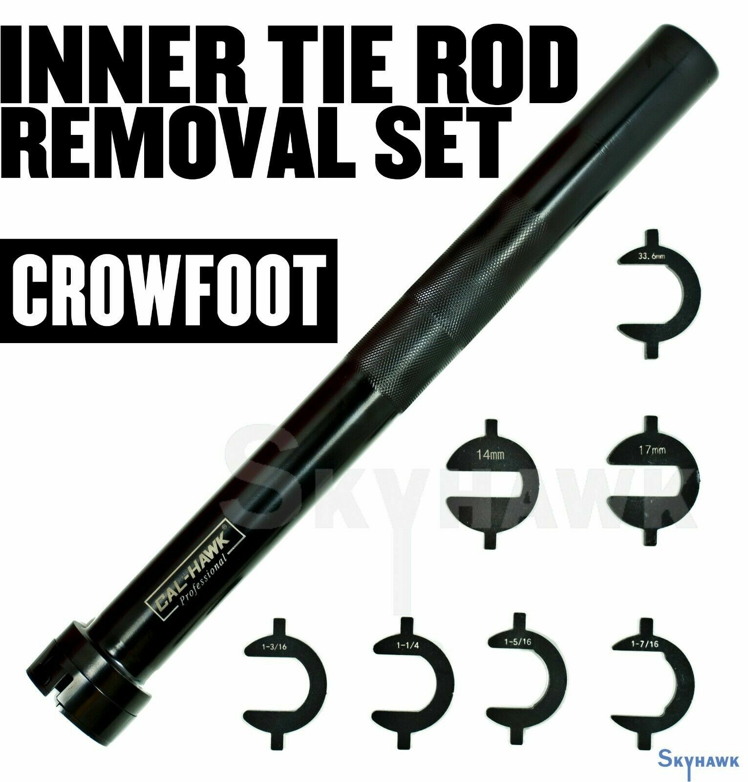 8 Pc Inner Tie Rod Installation Removal Mechanic Tool Crow Foot Set with Case