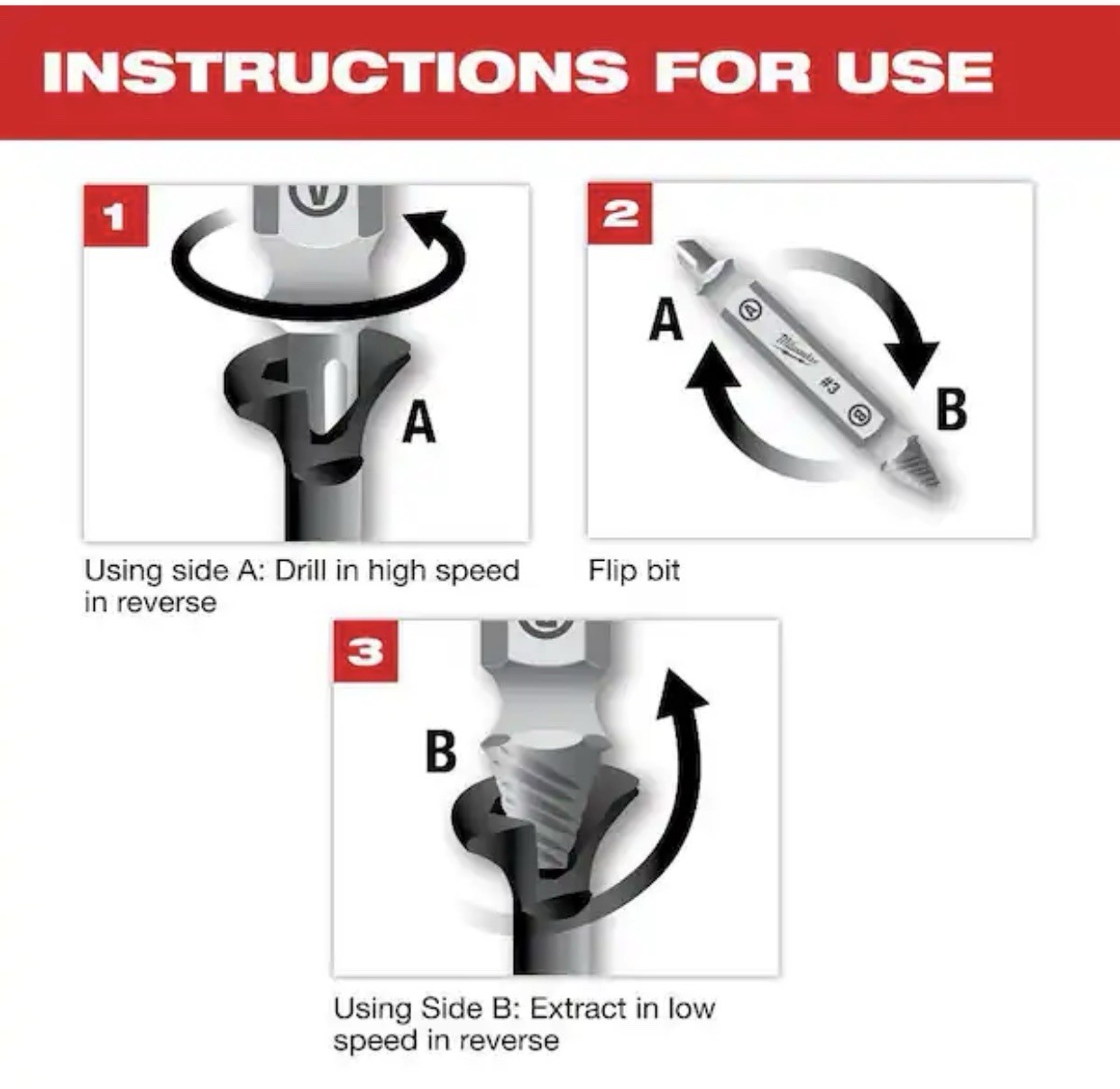 Milwaukee 49-57-9001, M2 Steel Screw Extractor Set (4-Piece)