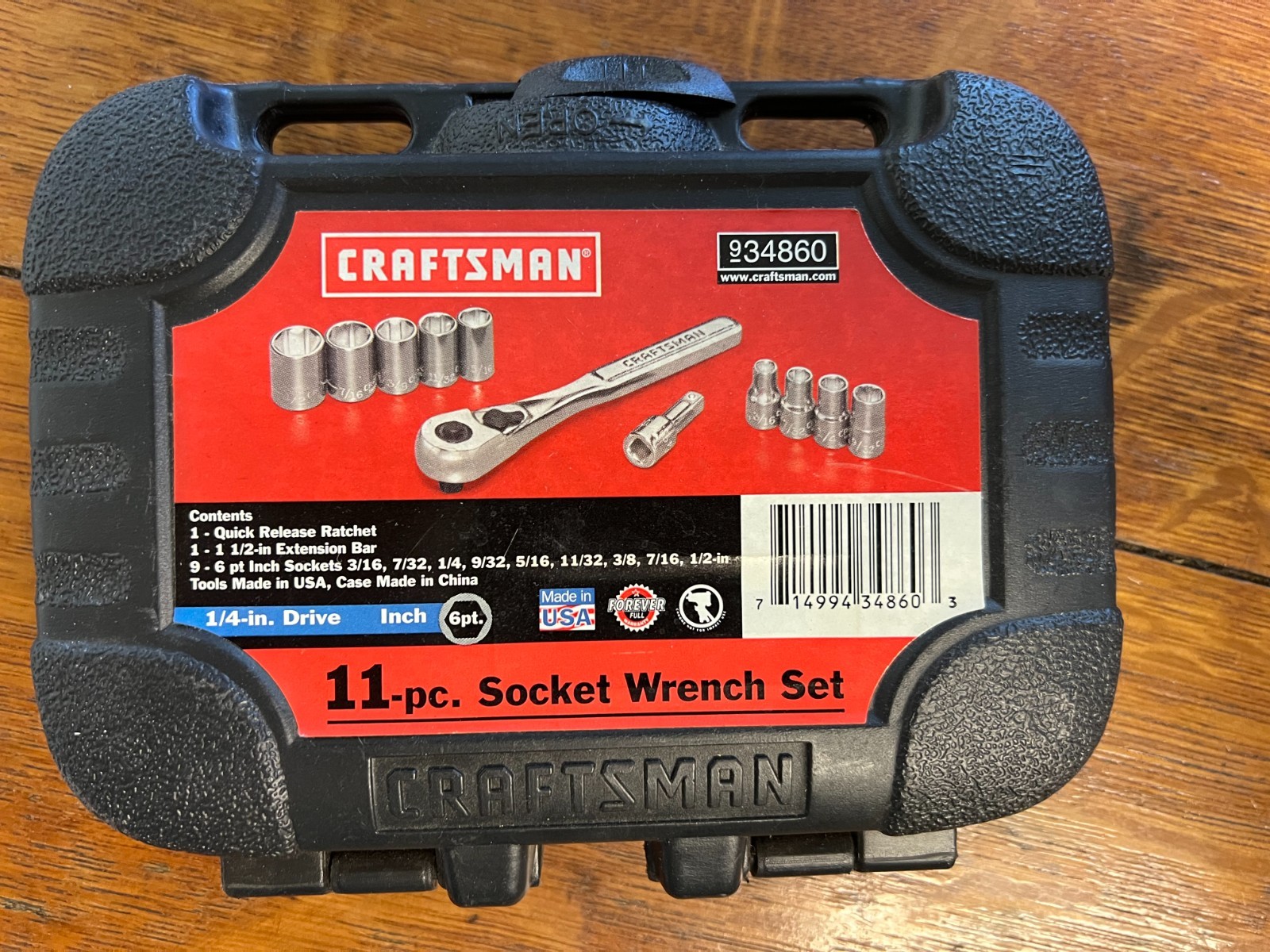 Craftsman USA 11-piece 1/4″ Drive Socket Wrench Set in Case #9-34860