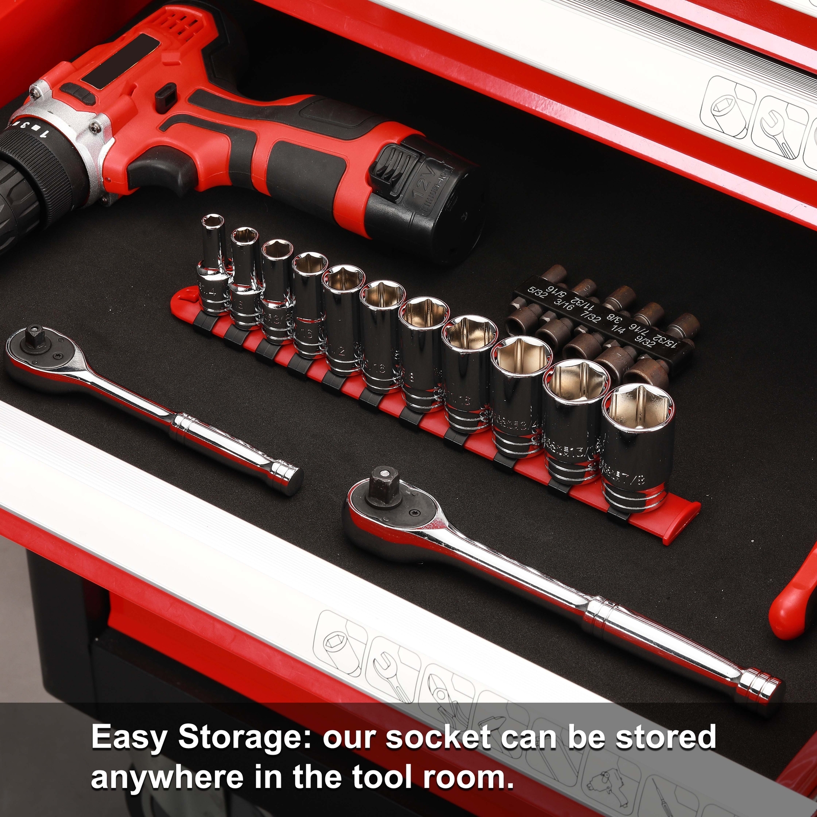 11PCS 3/8″ Drive 6 Point. Mid-Length Socket Set, SAE, Mirror Chrome Finish