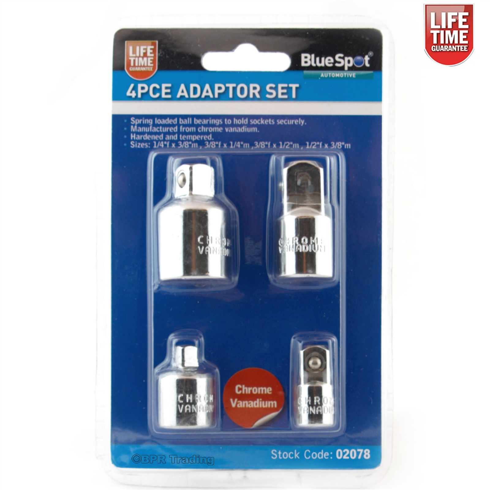 Blue Spot 4pce Socket Reducer Adaptor Set, Converter Set 1/4″ – 3/8″ – 1/2″