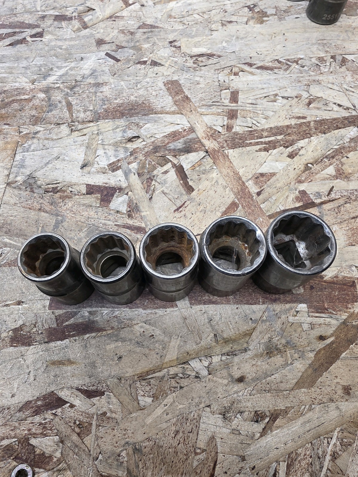 Husky Pro 1/2 Drive 13-19mm Shallow 12 Point Impact Socket Set 5pc Used