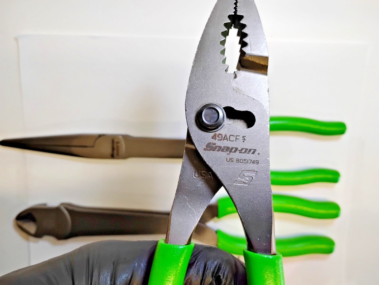 Snap-On Tools USA NEW 3 Piece GREEN Soft Grip Heavy Duty Pliers Lot Set PL330ACF