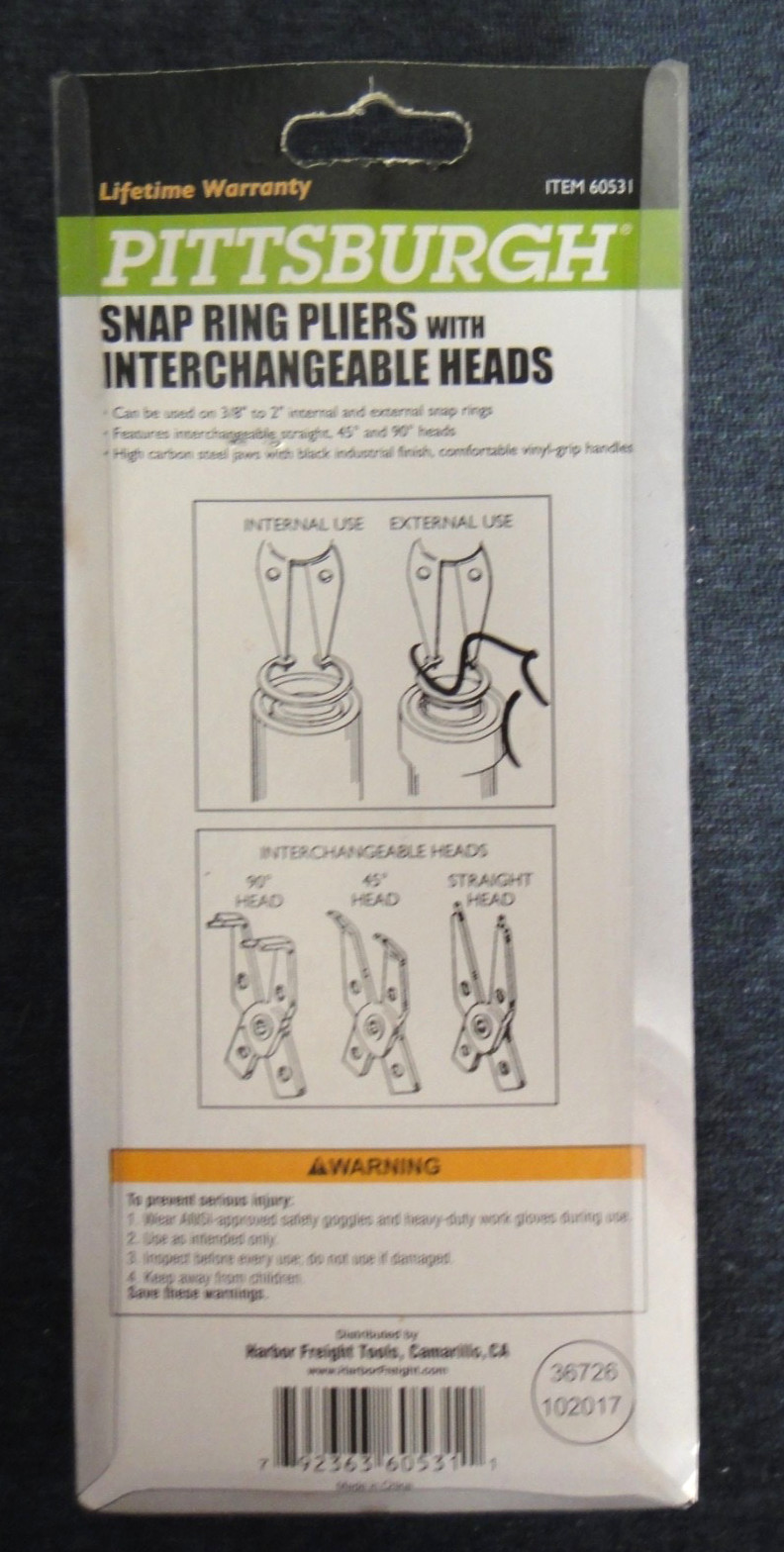 Pittsburg 60531 Snap Ring Pliers with Interchangeable Heads