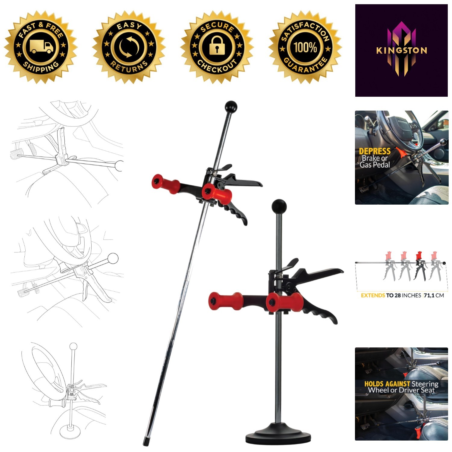 Universal Brake Pedal & Steering Wheel Holder for Precise Auto Maintenance Tasks