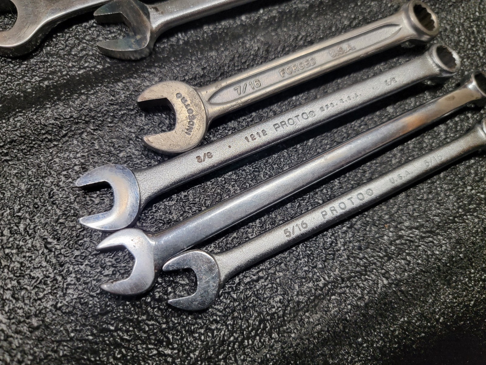 Vintage USA SAE combination wrench lot Proto Bonney K-D Indestro 8 Piece