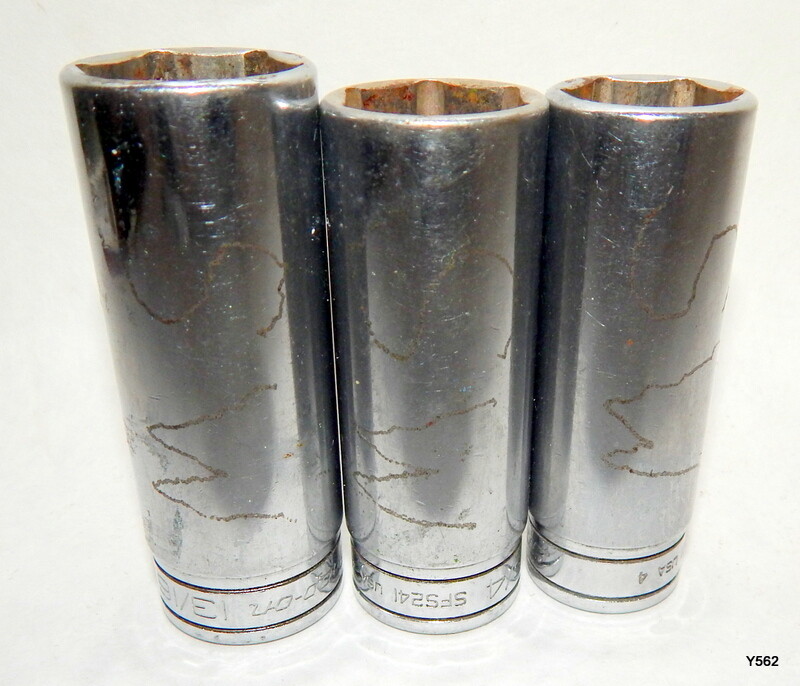 3 Snap-On Chrome 3/8″ Flank Drive 6 Point Sockets SFS261 SFS241 SFS221