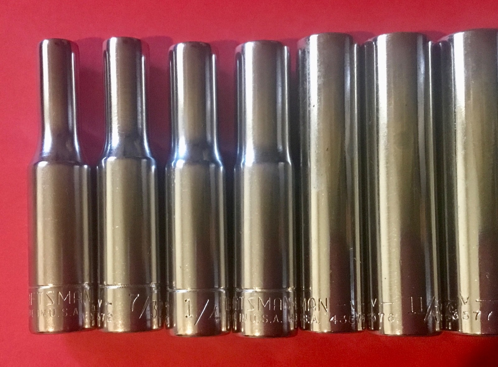 Craftsman -V- Series 1/4” Drive 6 Point SAE Deep Socket Set 9 Pieces USA