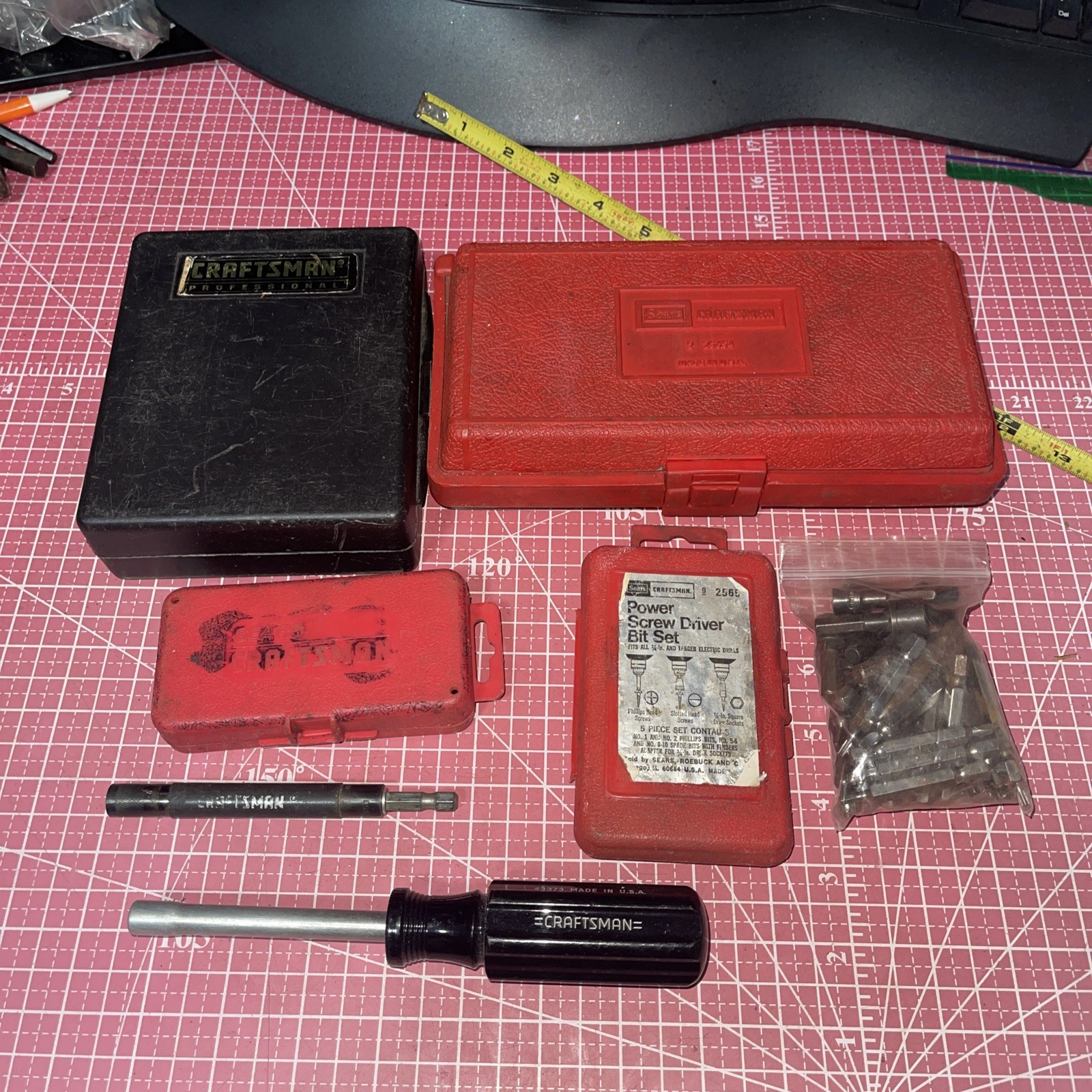 Craftsman USA Power Screwdriver Nutdriver Set Lot 43373 Metric SAE 25654 Vintage