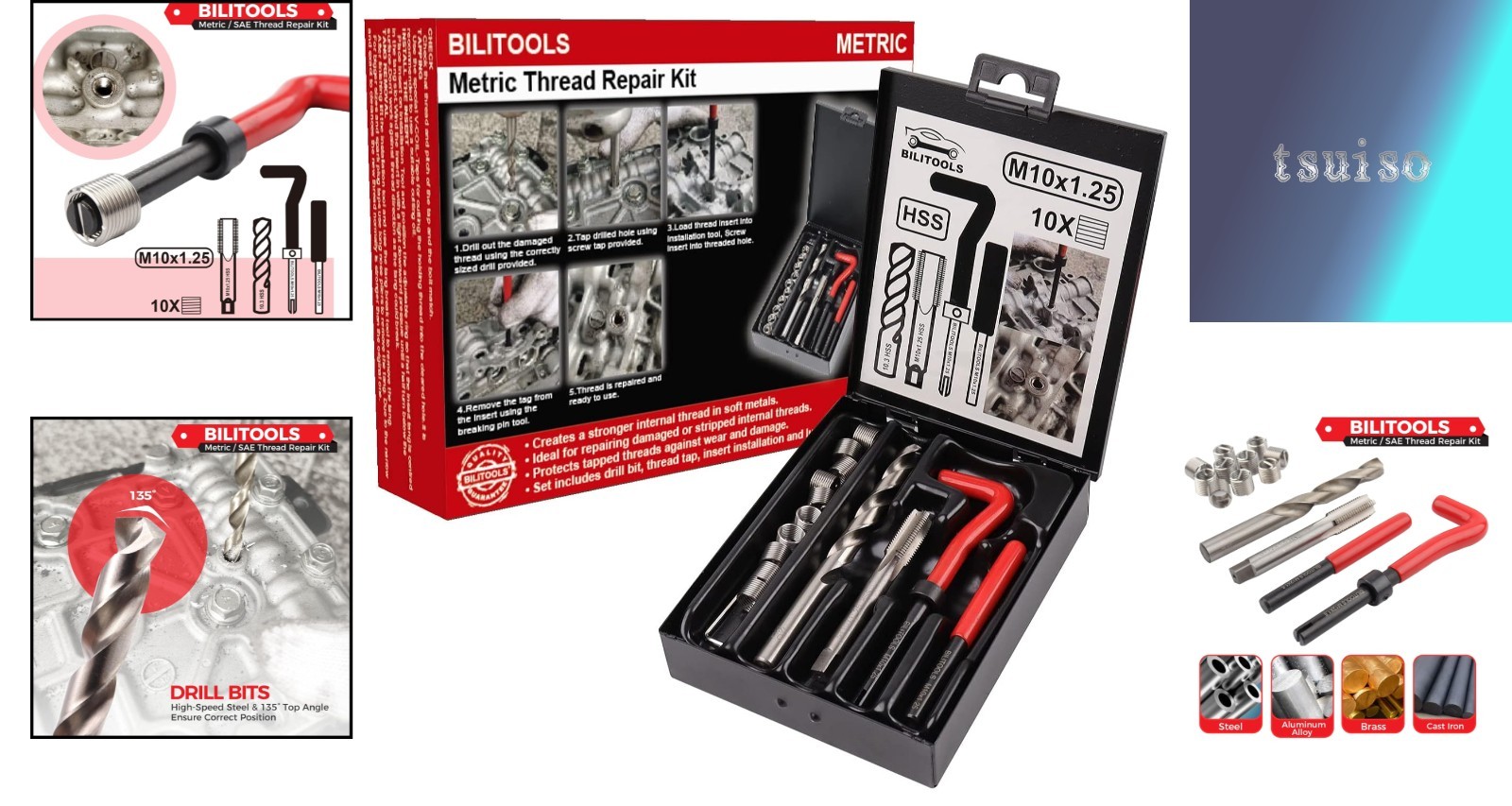 Professional M10x1.25 Thread Repair Kit – Ideal for Automotive & Plumbing Use