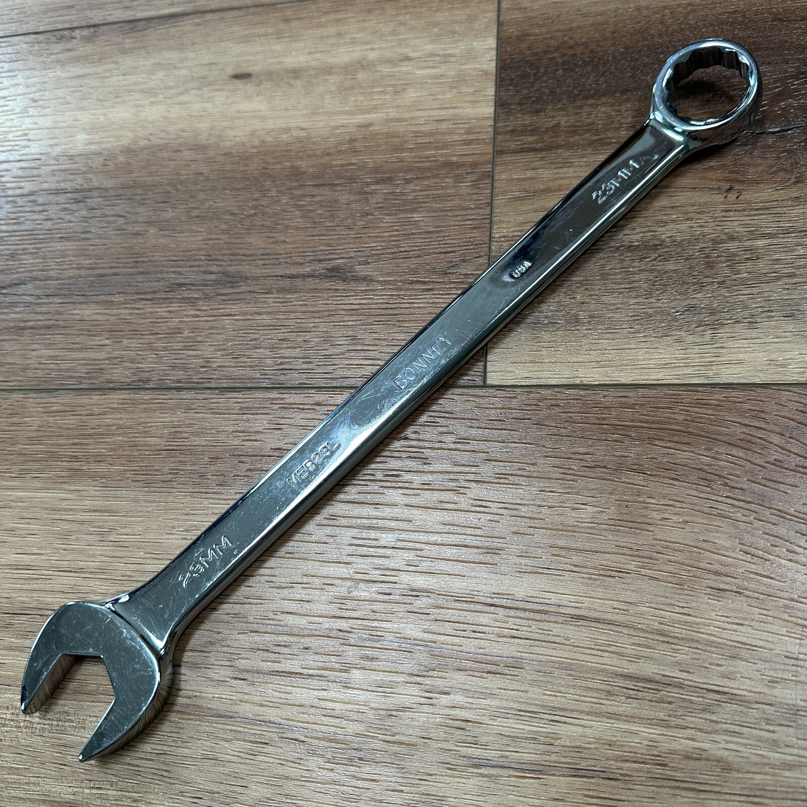 Bonney MEB23L Metric 23mm Combination Wrench 12 Pt USA Chrome Vintage 12.5″ Long