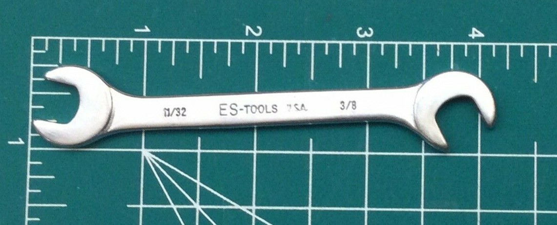 ES TOOLS 3/8 x 11/32 INCH ANGLE HEAD OPEN END WRENCH NEW USA