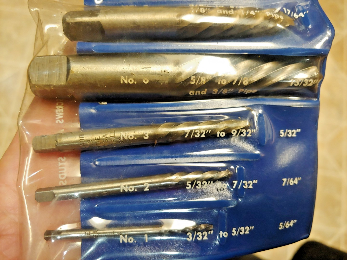 Vermont American/Threadit 6 Piece Extractor Set NO. 1-6, 3/32″ to 7/8″ USA