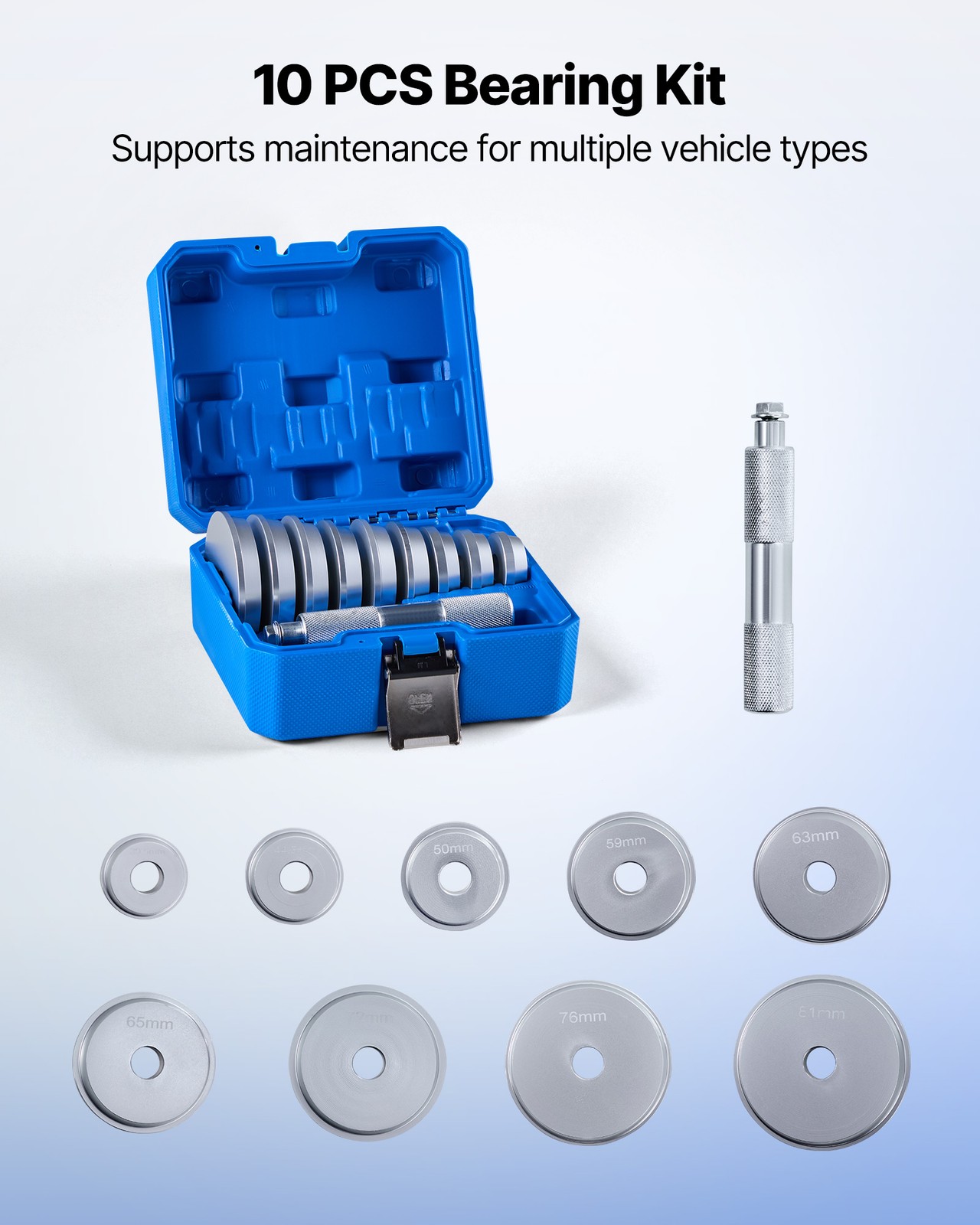 VEVOR Bearing Press Kit Bushing Bearing Seal Driver Removal Tool Set 10 Pcs Case