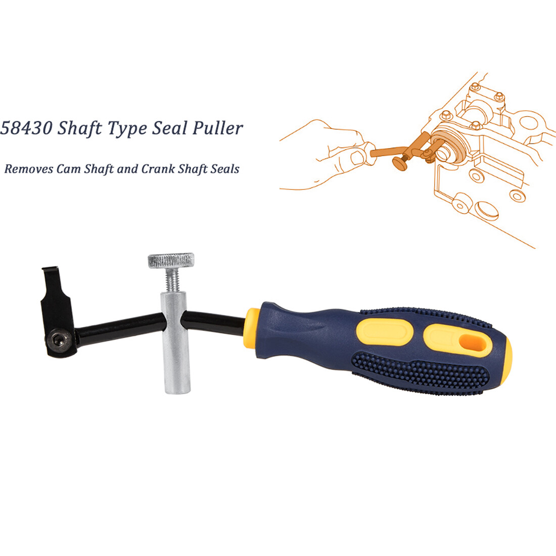 58430 Shaft Type Seal Puller W/ Spare Hook Crankshaft Camshaft Remover Auto Tool