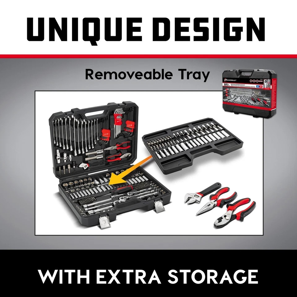 Powerbuilt 325 Piece Deluxe Mechanics Tool Set – 643042ECE